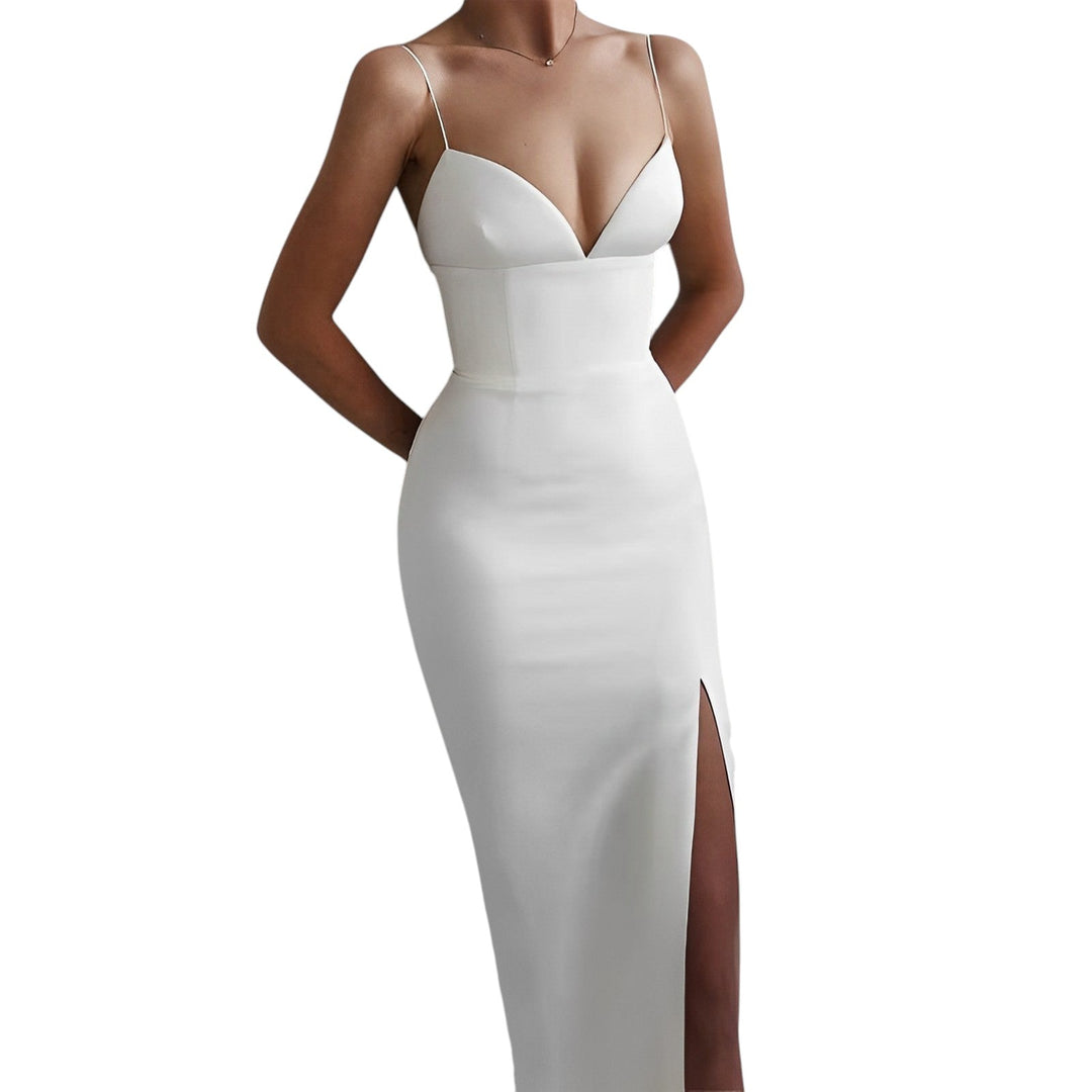 Dames Midi Gala Jurk met V hals - Chaveli