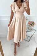 Dames Midi Gala Jurk met Vlindermouwen - Angel