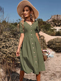 Dames Midi Zonnejurk met knoopsluiting - Annelies