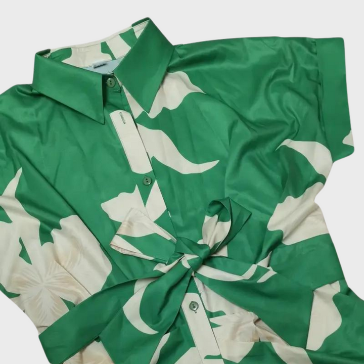 Dames Midi zomerjurk met Korte Mouwen en Knoopsluiting - Norielle