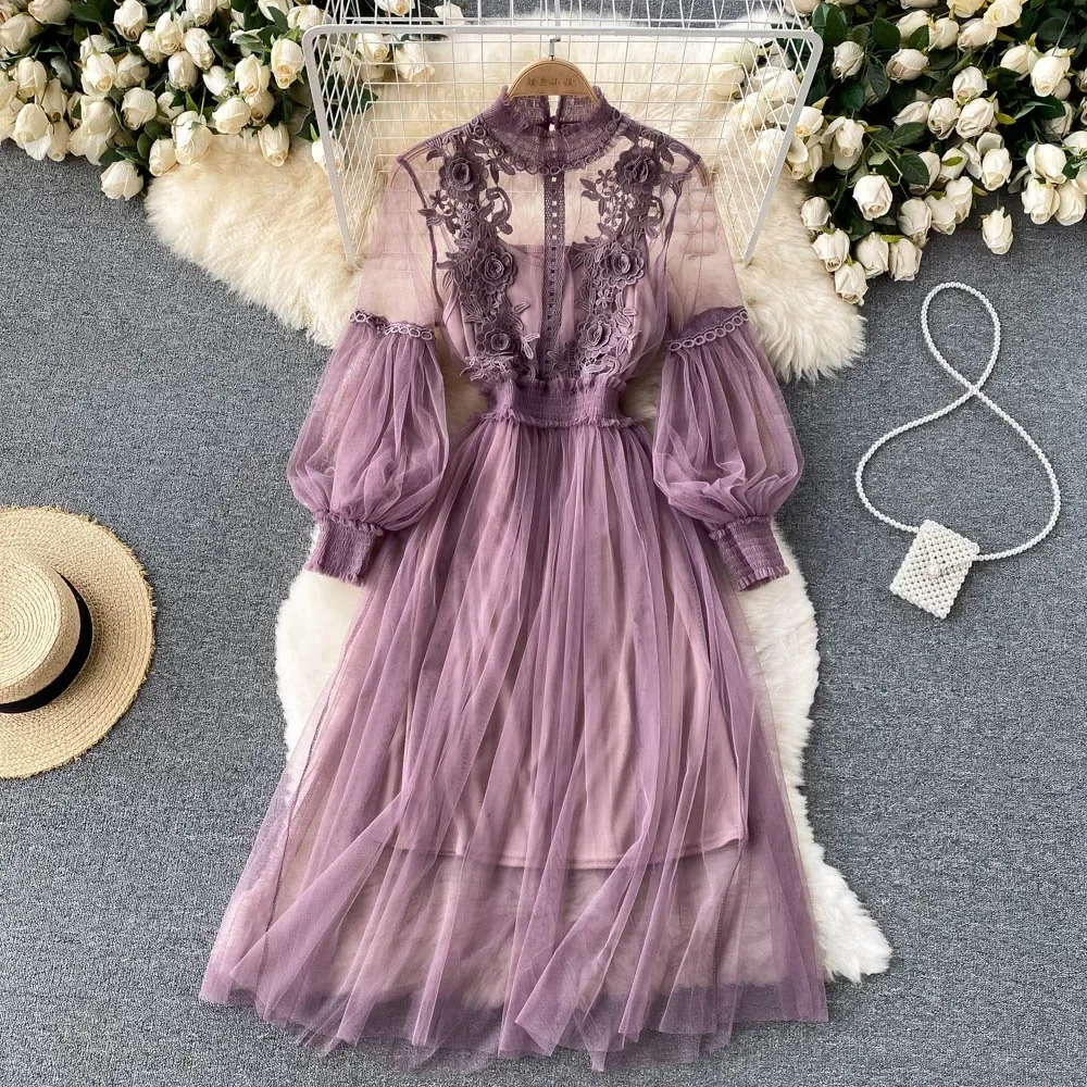 Dames Midi zomerjurk met bloemen en kant - Flora