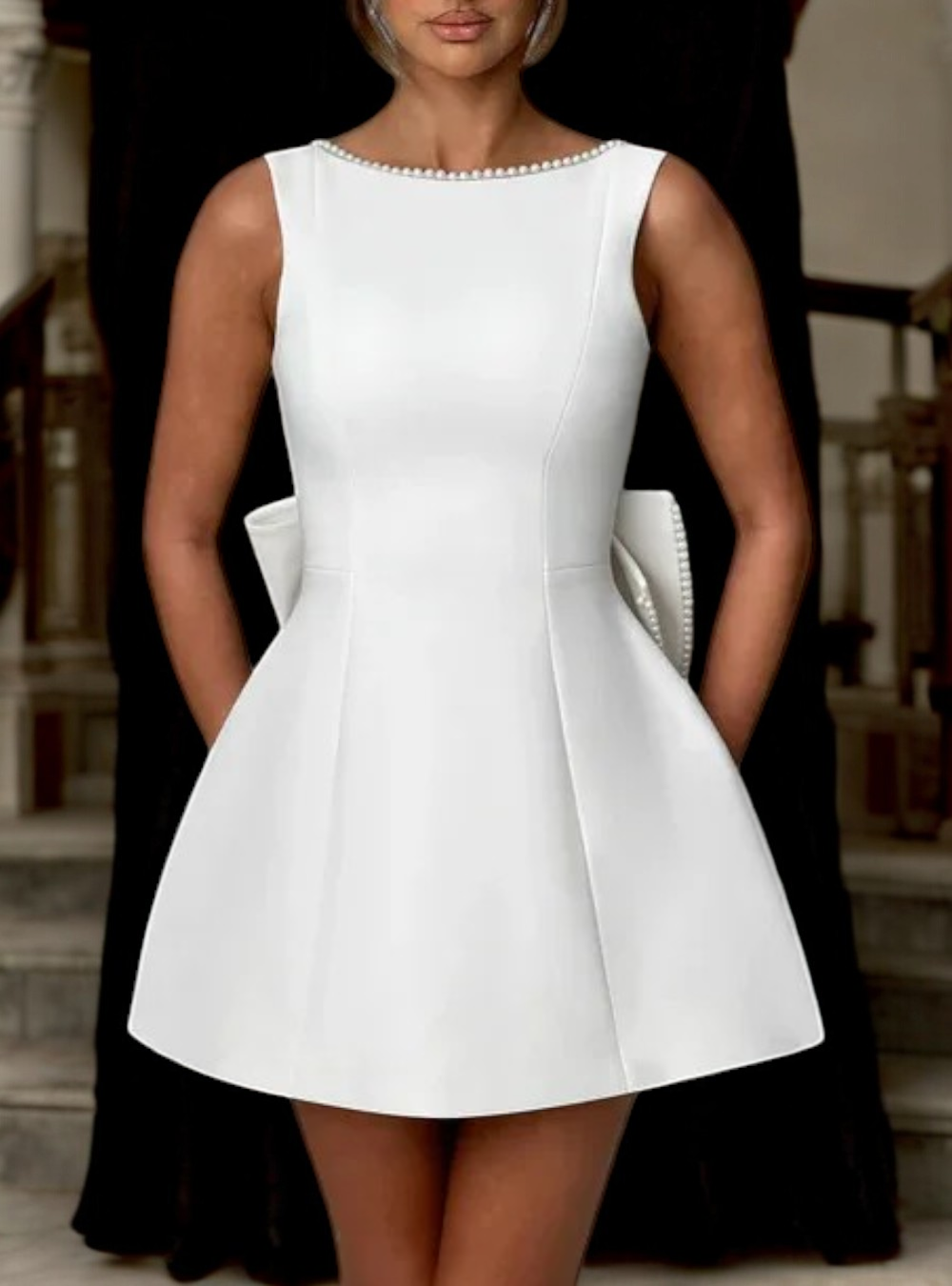 Dames Mini Coktailjurk met lint - Barbara