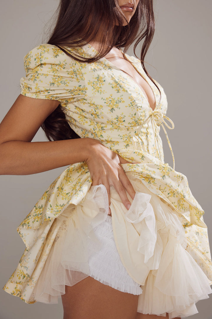 Dames Mini Zomerjurk met Diepe V hals - Flora