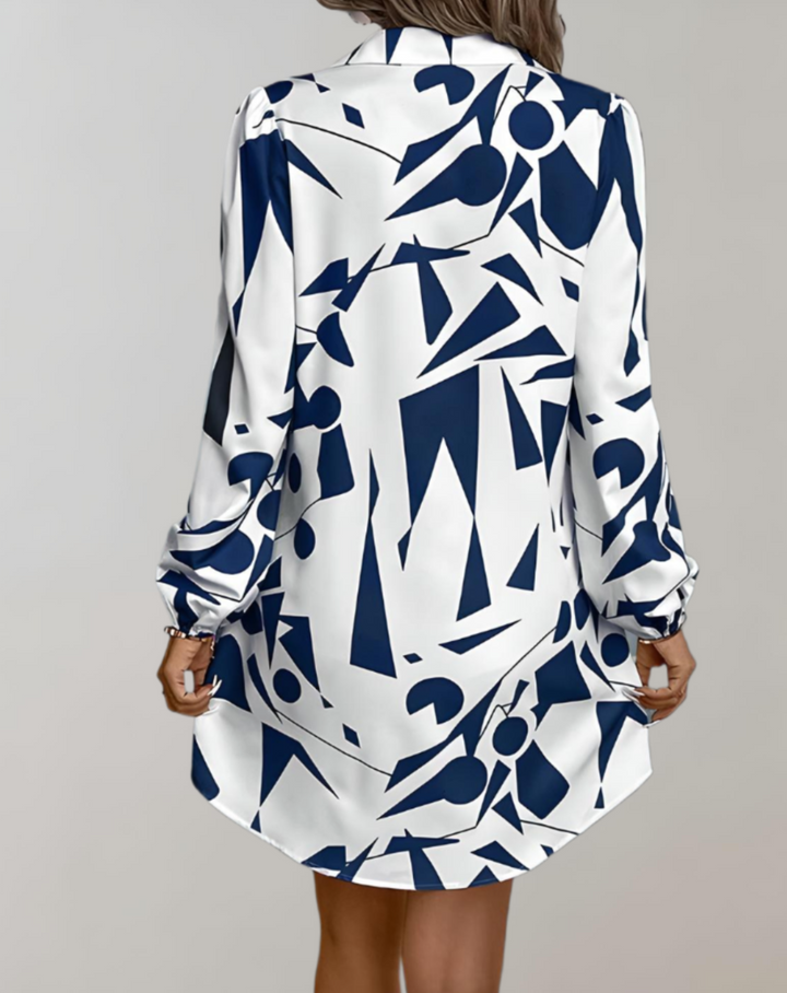 Dames Mini zomerjurk met Lange mouwen en Knoopsluiting - Mila