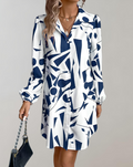 Dames Mini zomerjurk met Lange mouwen en Knoopsluiting - Mila