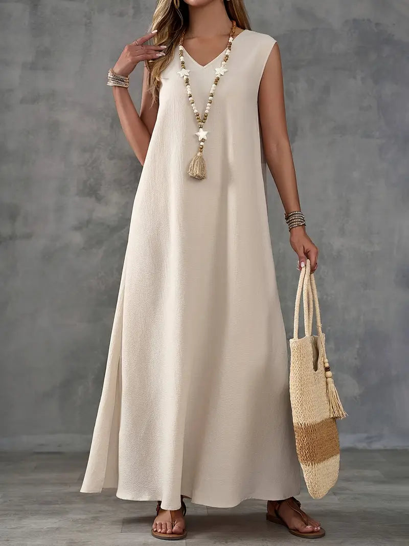 Dames Mouwloze Maxi Zomerjurk - Marigold