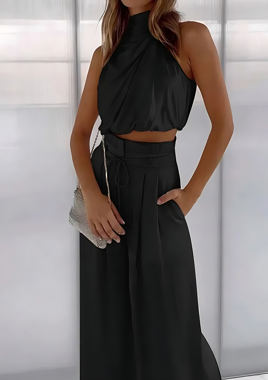 Dames Mouwloze Top en Broek met Wijde Pijpen – Sassie