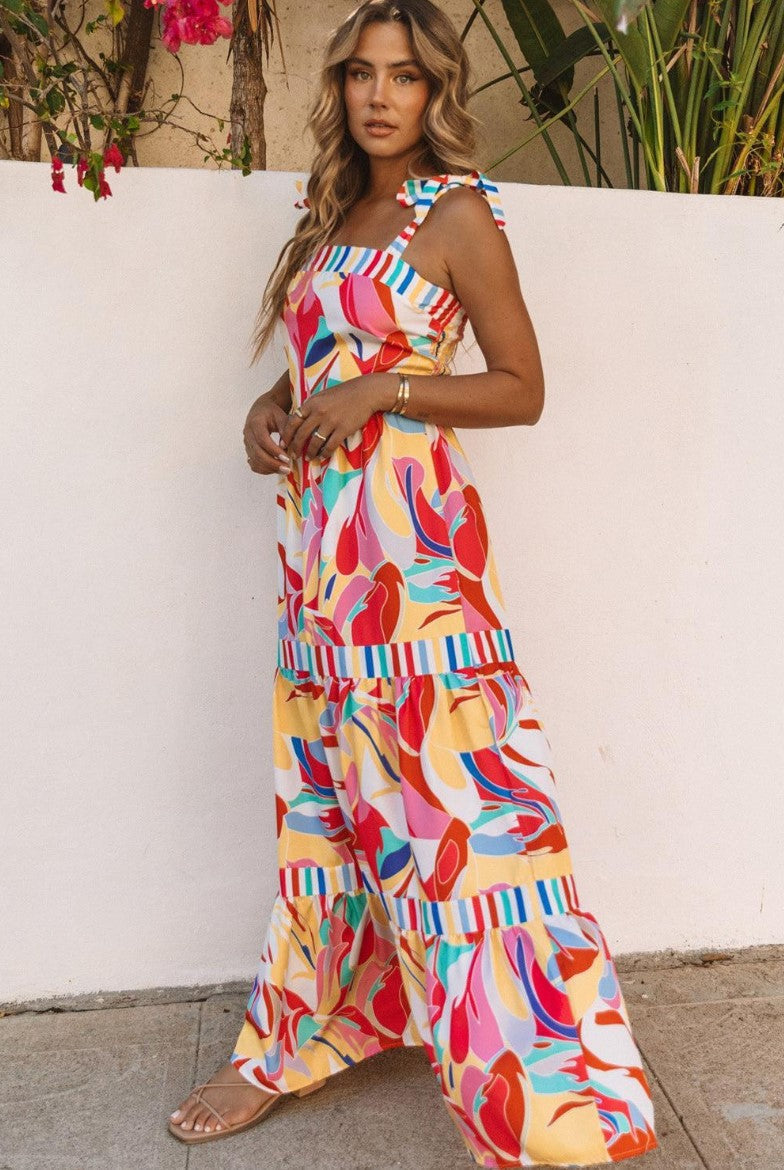 Dames Multicolored Maxi Zomerjurk - Vergie