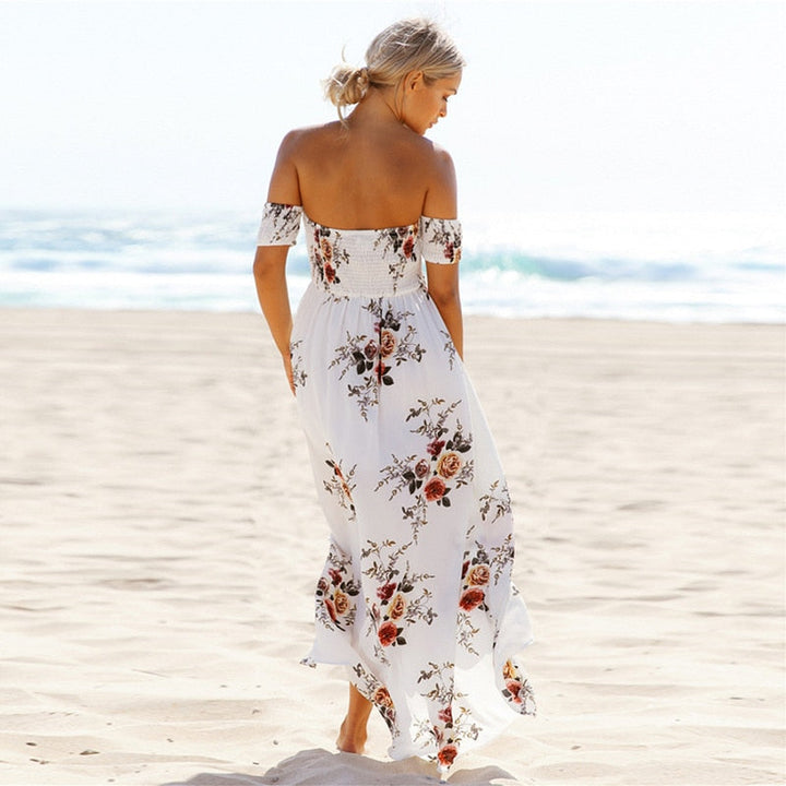 Dames Off Shoulder Maxi Zomerjurk - Divine