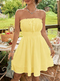 Dames Ruffle Trim Strapless Mini Zomerjurk - Olivia