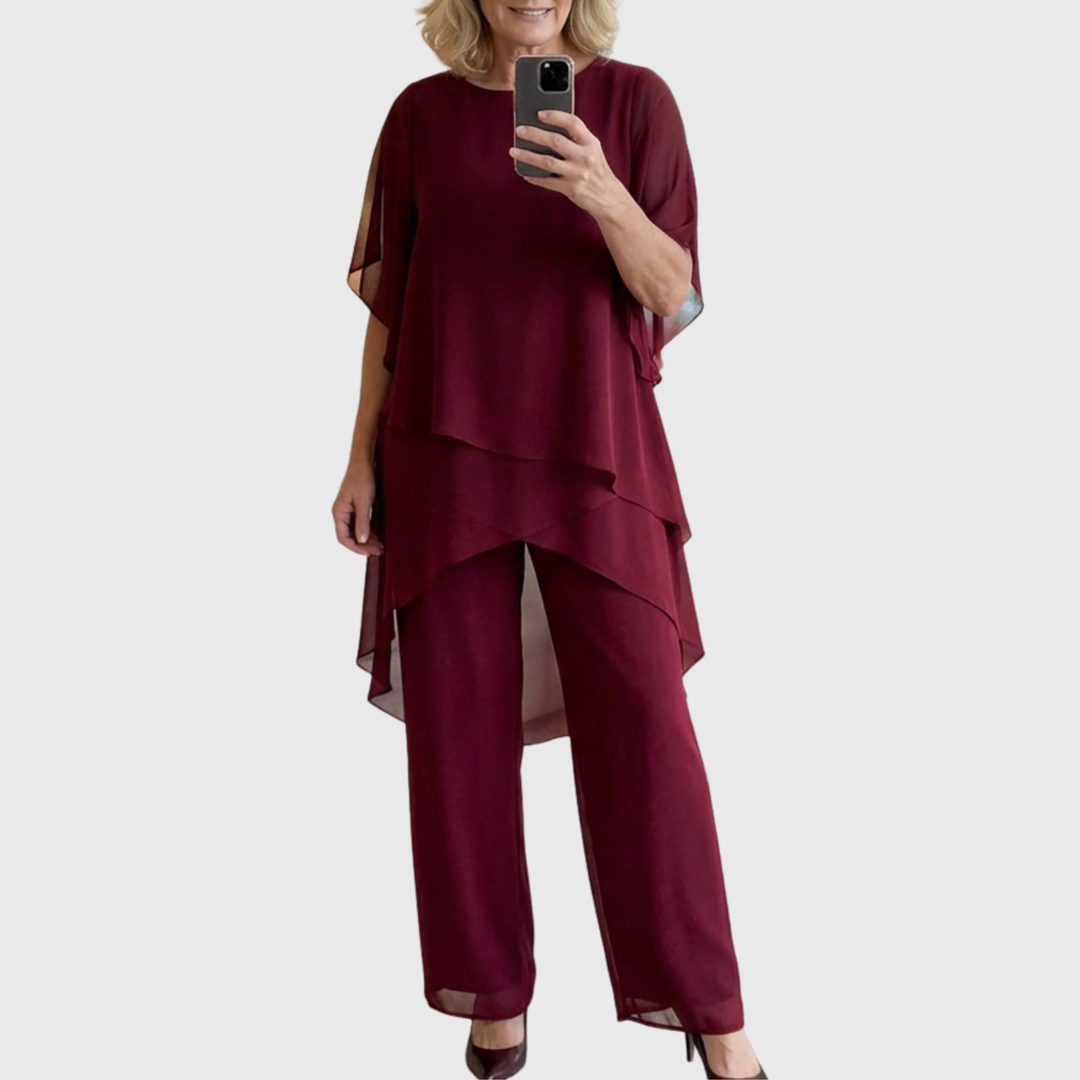 Dames Set | Asymmetrische Drapering &amp; Slank Silhouet