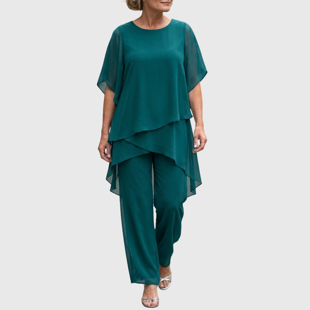 Dames Set | Asymmetrische Drapering &amp; Slank Silhouet