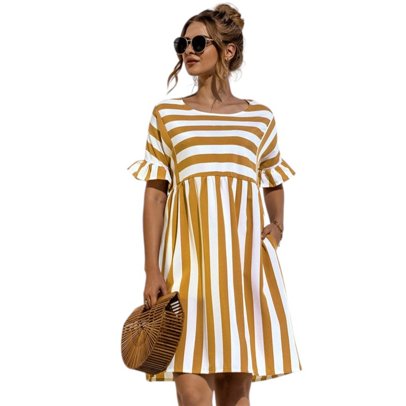 Dames Streep Mini Casual Jurk - Olivia