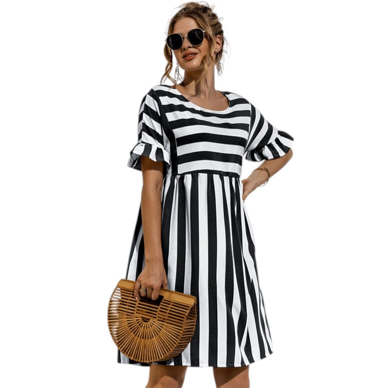 Dames Streep Mini Casual Jurk - Olivia