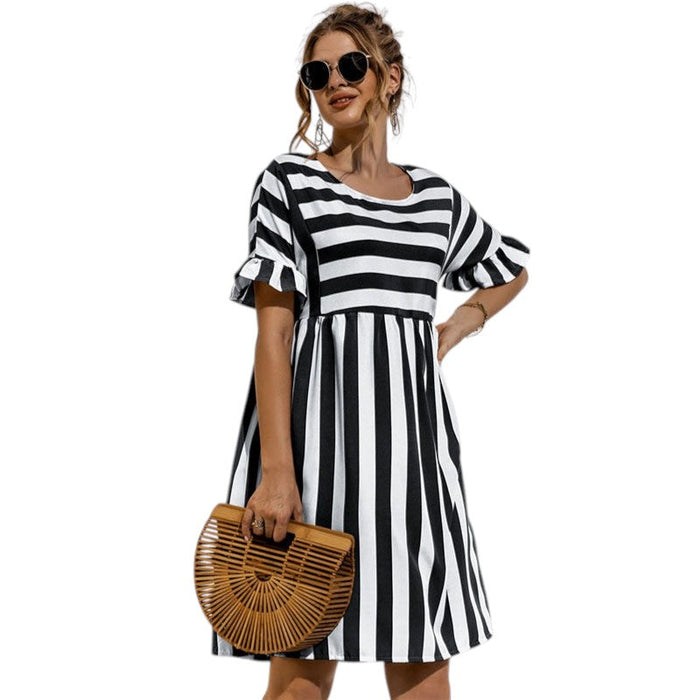 Dames Streep Mini Casual Jurk - Olivia
