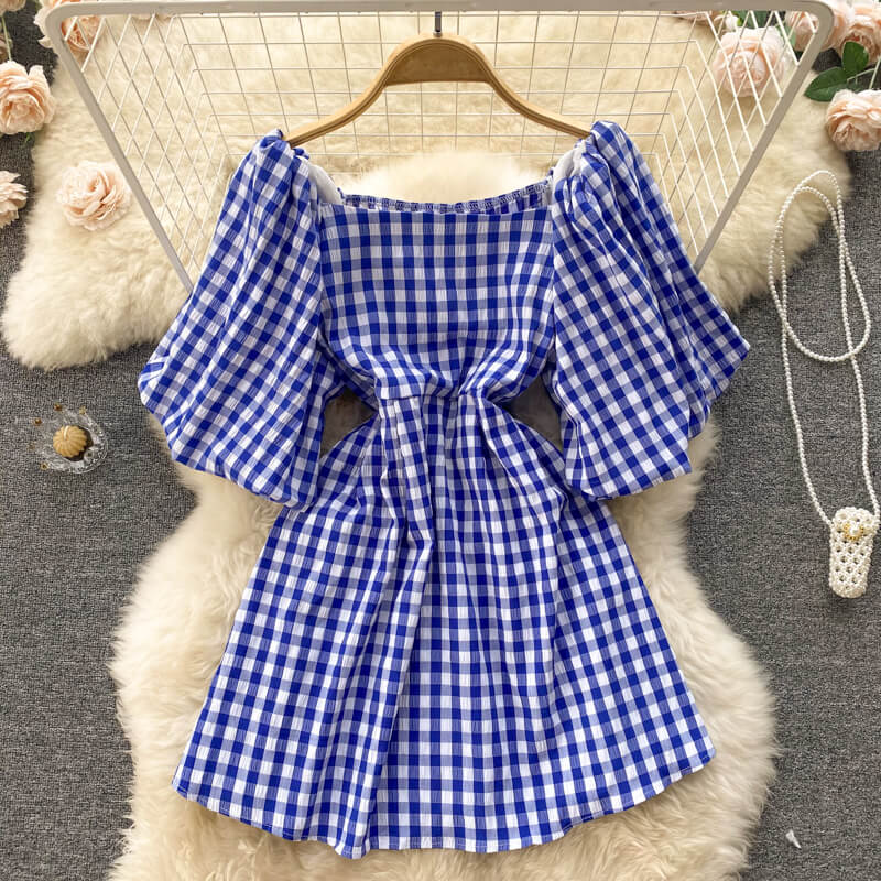 Dames Vierkante Mini Zomerjurk - Annabel