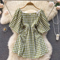 Dames Vierkante Mini Zomerjurk - Annabel