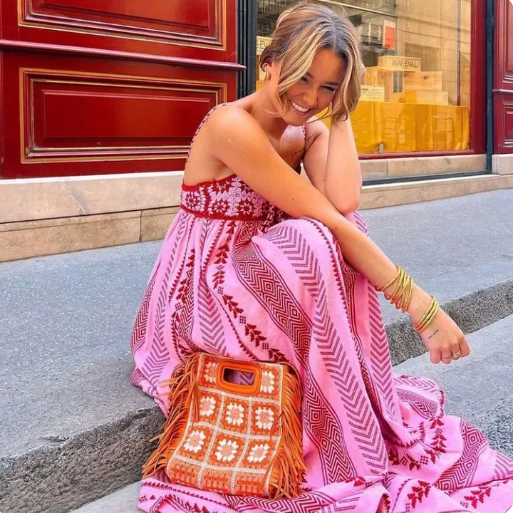 Dames Vloeiende Maxi Zomerjurk - Rosa