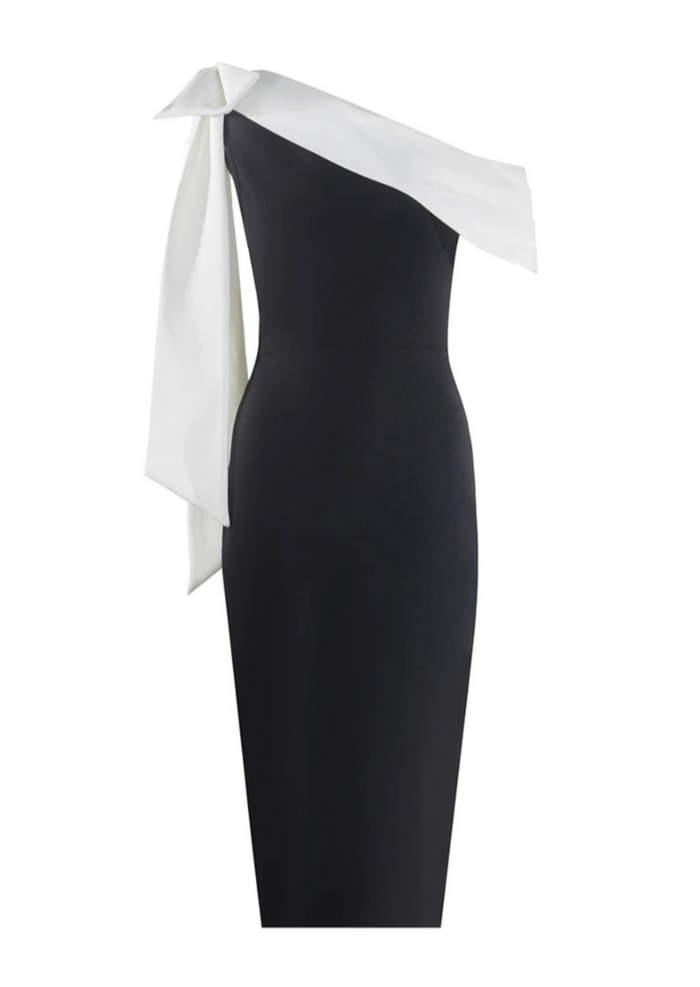 Dames Zwart Wit Midi Gala Jurk - Collette