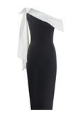 Dames Zwart Wit Midi Gala Jurk - Collette