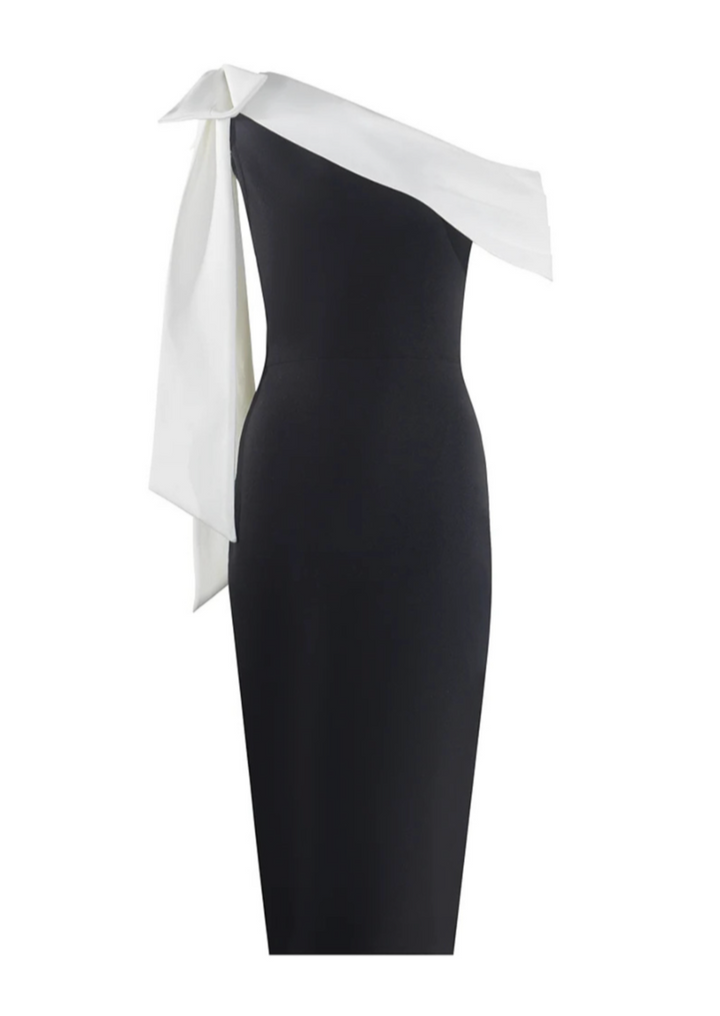 Dames Zwart Wit Midi Gala Jurk - Collette
