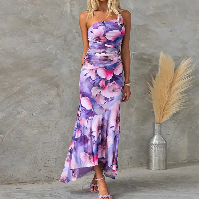 Dames elegant gesneden bloemige mouwloze maxi bruidsjurk - Nina
