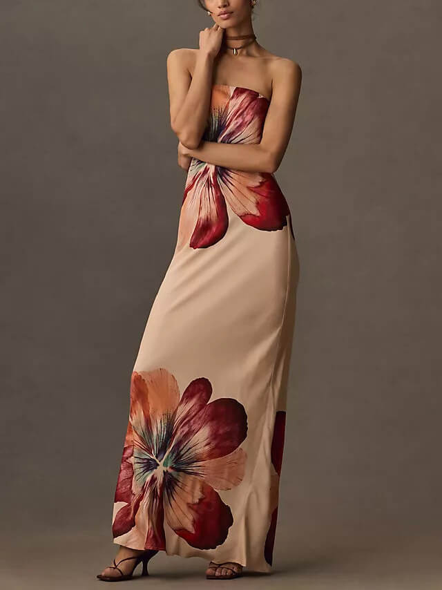 Dames grote kokerjurk met bloemenprint - Nelia