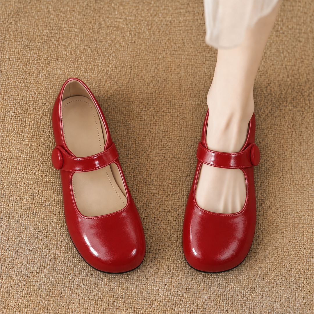 Dames Mary Jane Schoenen met Verstelbare Gesp en Vierkante Neus