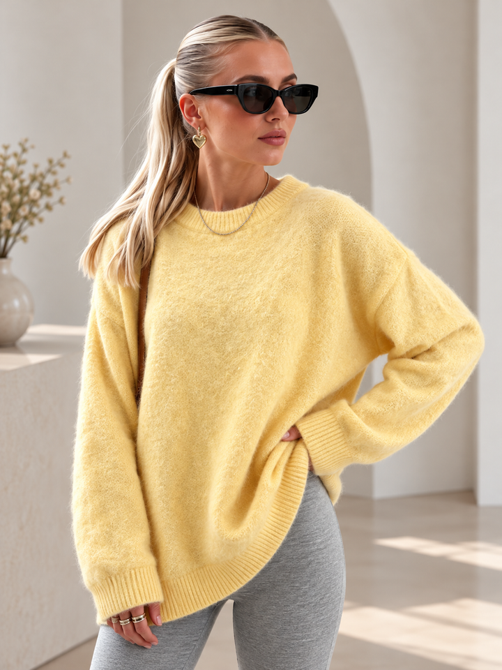 Dames Oversized Trui met Ronde Hals en Lange Mouwen