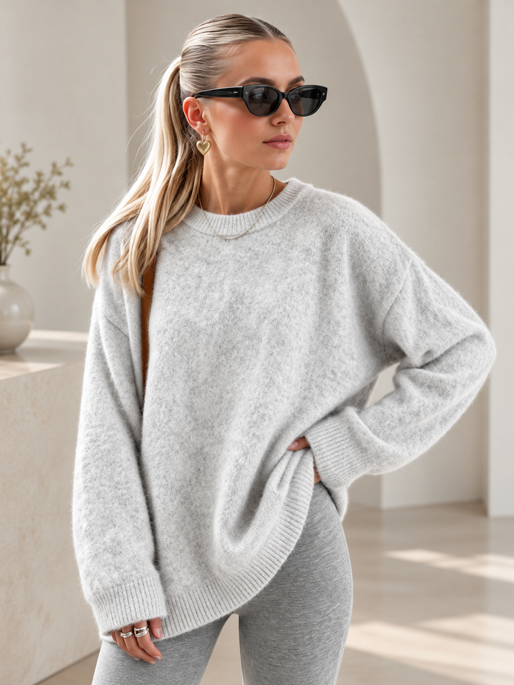 Dames Oversized Trui met Ronde Hals en Lange Mouwen