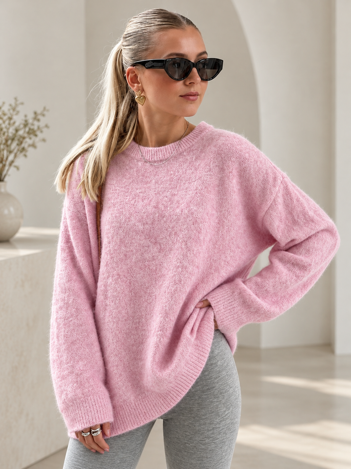 Dames Oversized Trui met Ronde Hals en Lange Mouwen