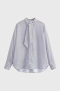 Damesblouse | Gestreept met Strik & Lange Mouwen