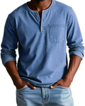 Denim Shirt Heren | Henley Halslijn & Praktische Borstzak