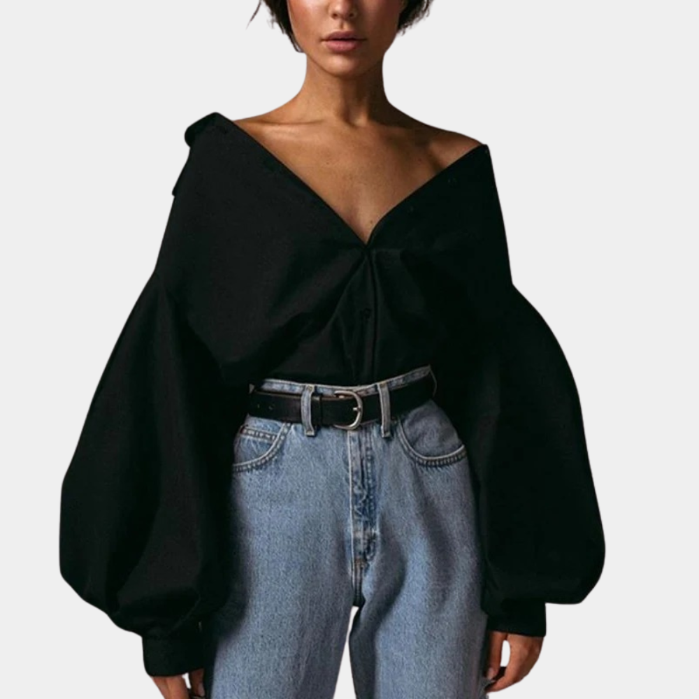 Elegante damesblouse met betoverende pofmouwen - Raimona