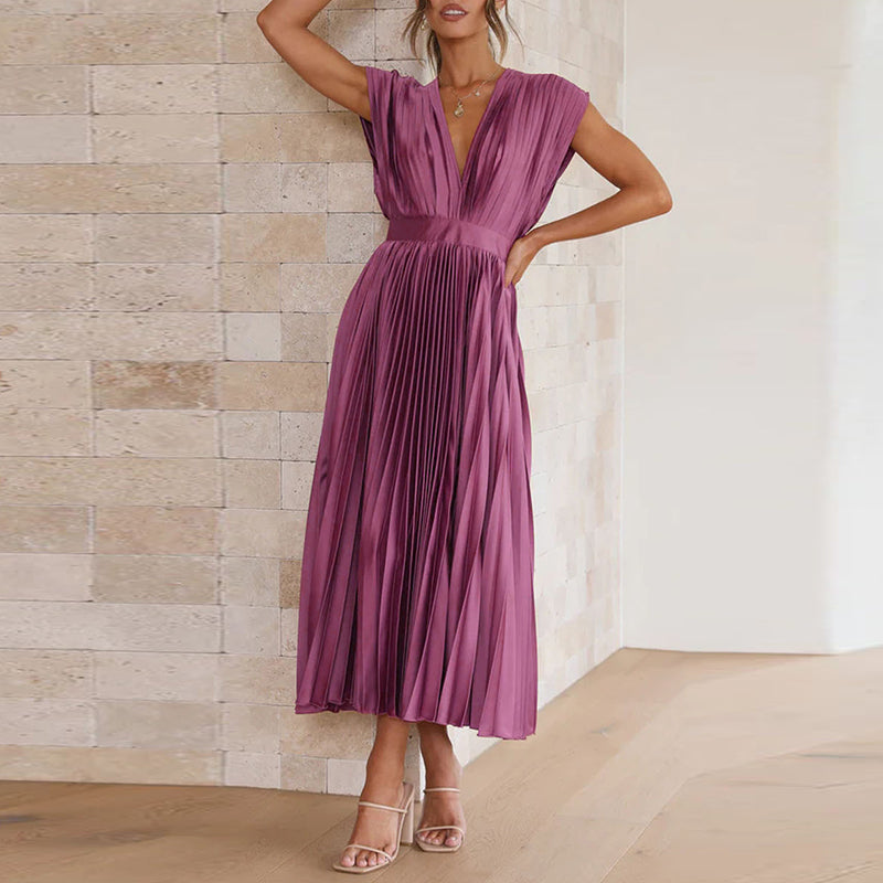 Elegante damesjurk met mouwloze V hals Maxi Gala - Sophie