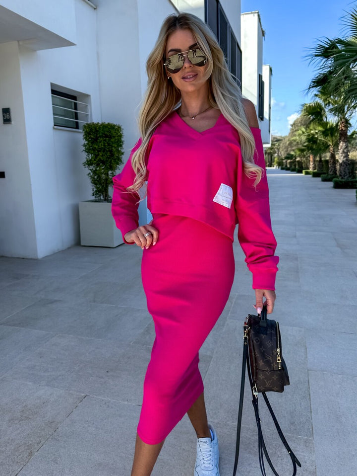 Elegante tweedelige dames set Midi rok en sweatshirt voor de zomer - Amelia