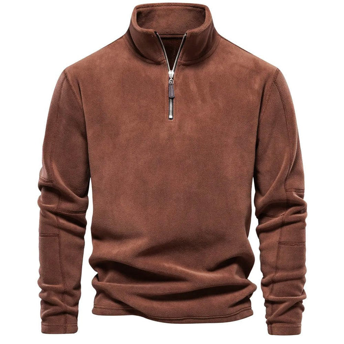 Heren Fleece Pullover met Halve Rits en Staande Kraag