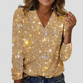 Glitter Blouse Dames | Flatterende V-hals voor Feestelijke Looks
