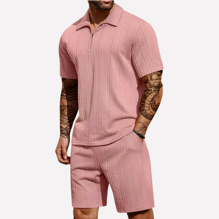 Heren Casual Set | Poloshirt met Kwartrits &amp; Bijpassende Short