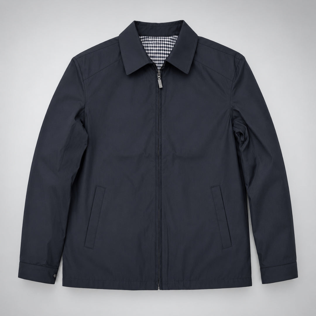 Heren Harrington Jas met Geruite Voering en Kraag