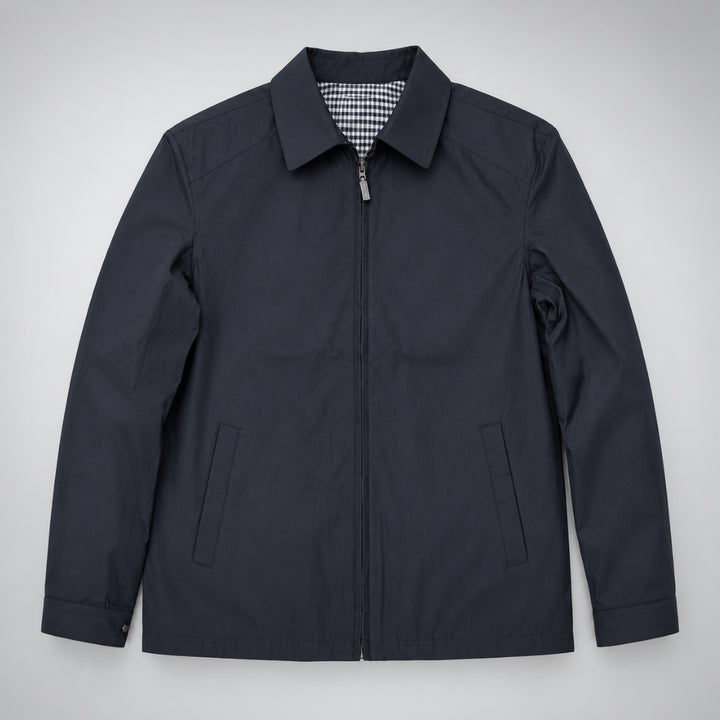 Heren Harrington Jas met Geruite Voering en Kraag