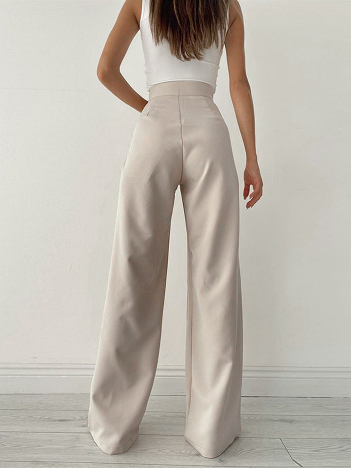 High Waist Pantalon Dames | Wijde Pijpen &amp; Taille-Strik voor Elegante Look