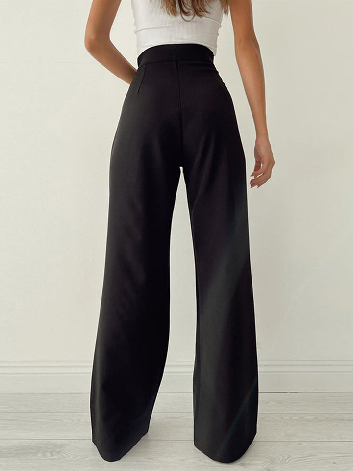 High Waist Pantalon Dames | Wijde Pijpen &amp; Taille-Strik voor Elegante Look