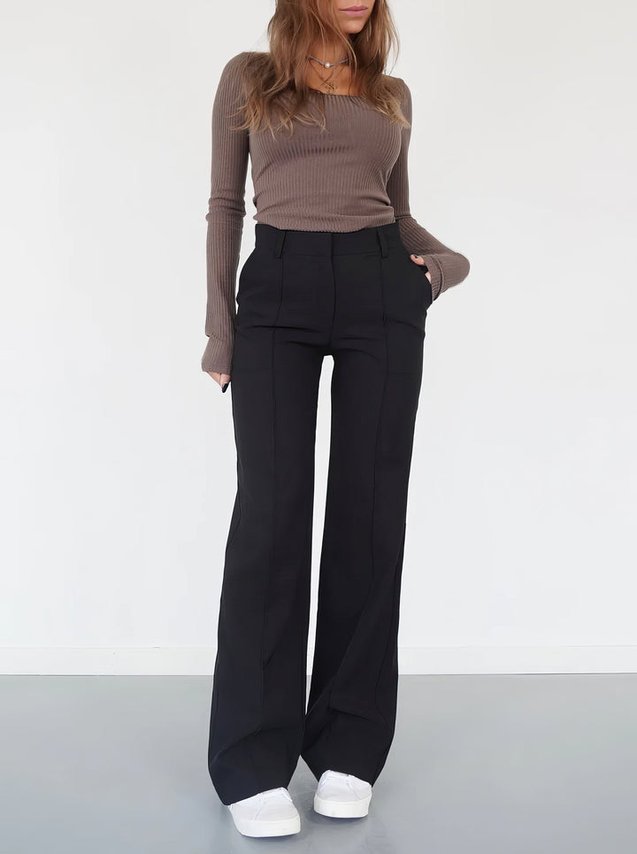 High waist pantalon dames | Rechte pijpen &amp; flatterend silhouet