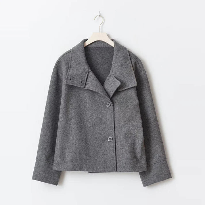 Korte jas Dames | Hoge Kraag &amp; Knoopsluiting
