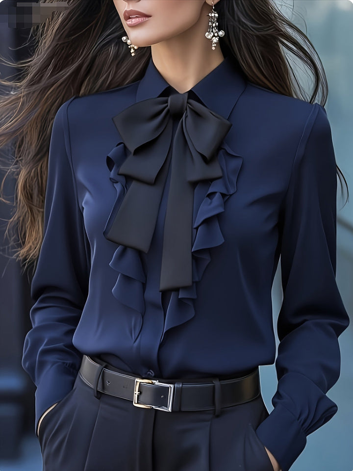 Lange Mouw Blouse Dames | Strikdetail &amp; Verfijnde Look