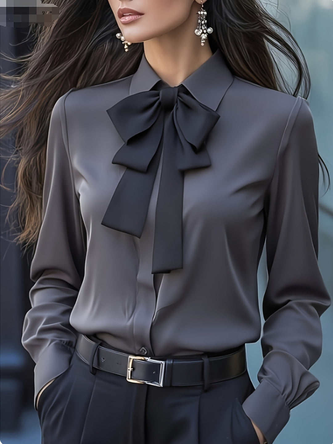Lange Mouw Blouse Dames | Strikdetail &amp; Verfijnde Look