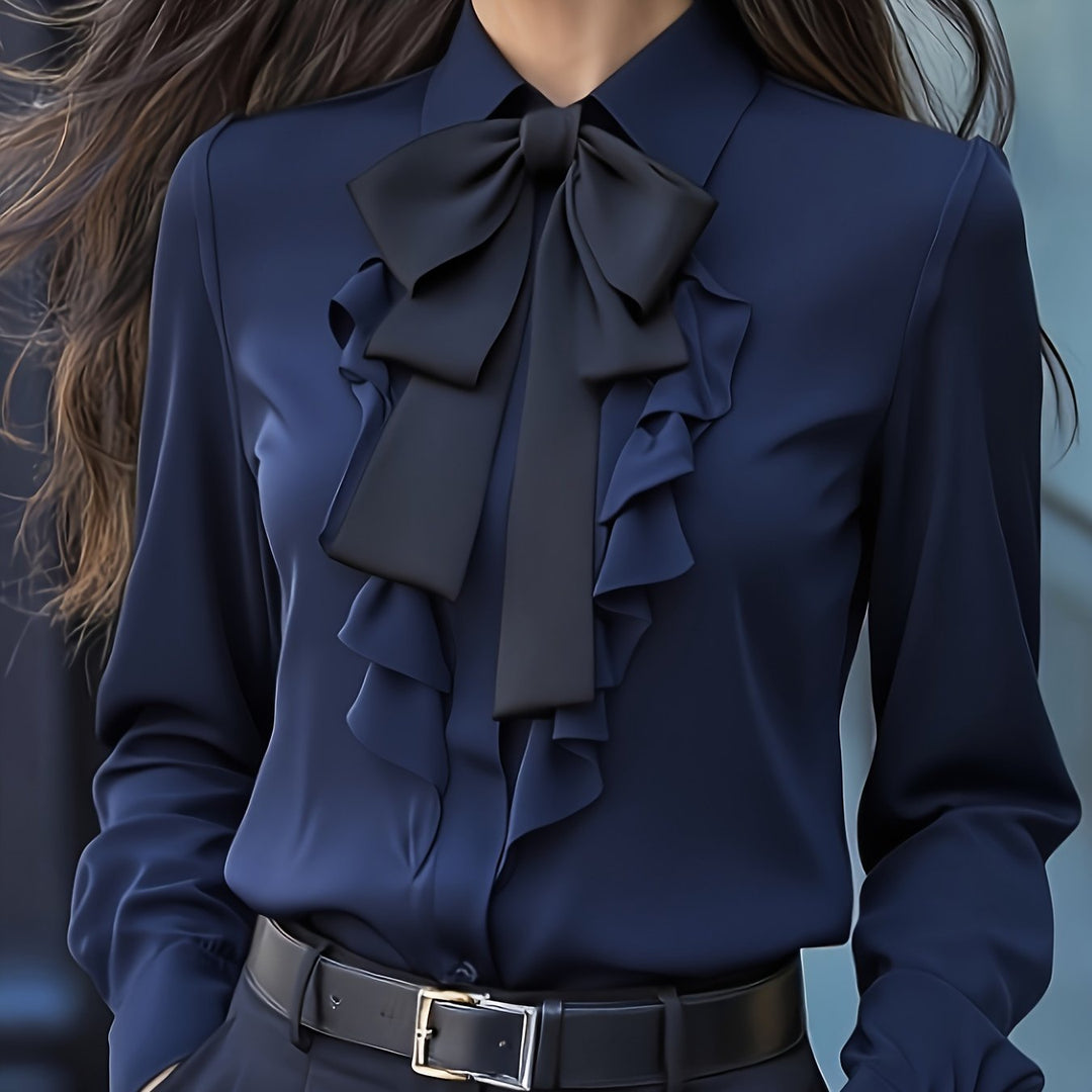 Lange Mouw Blouse Dames | Strikdetail &amp; Verfijnde Look