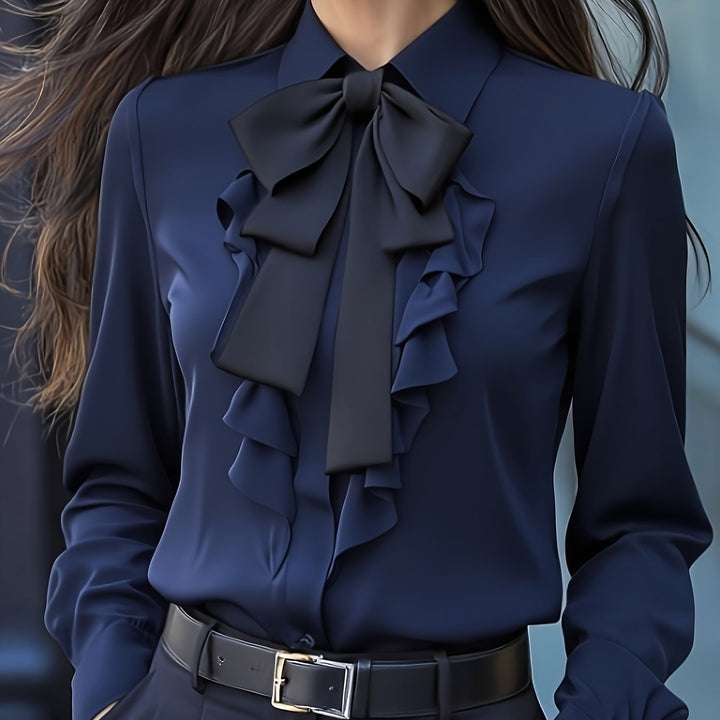 Lange Mouw Blouse Dames | Strikdetail &amp; Verfijnde Look