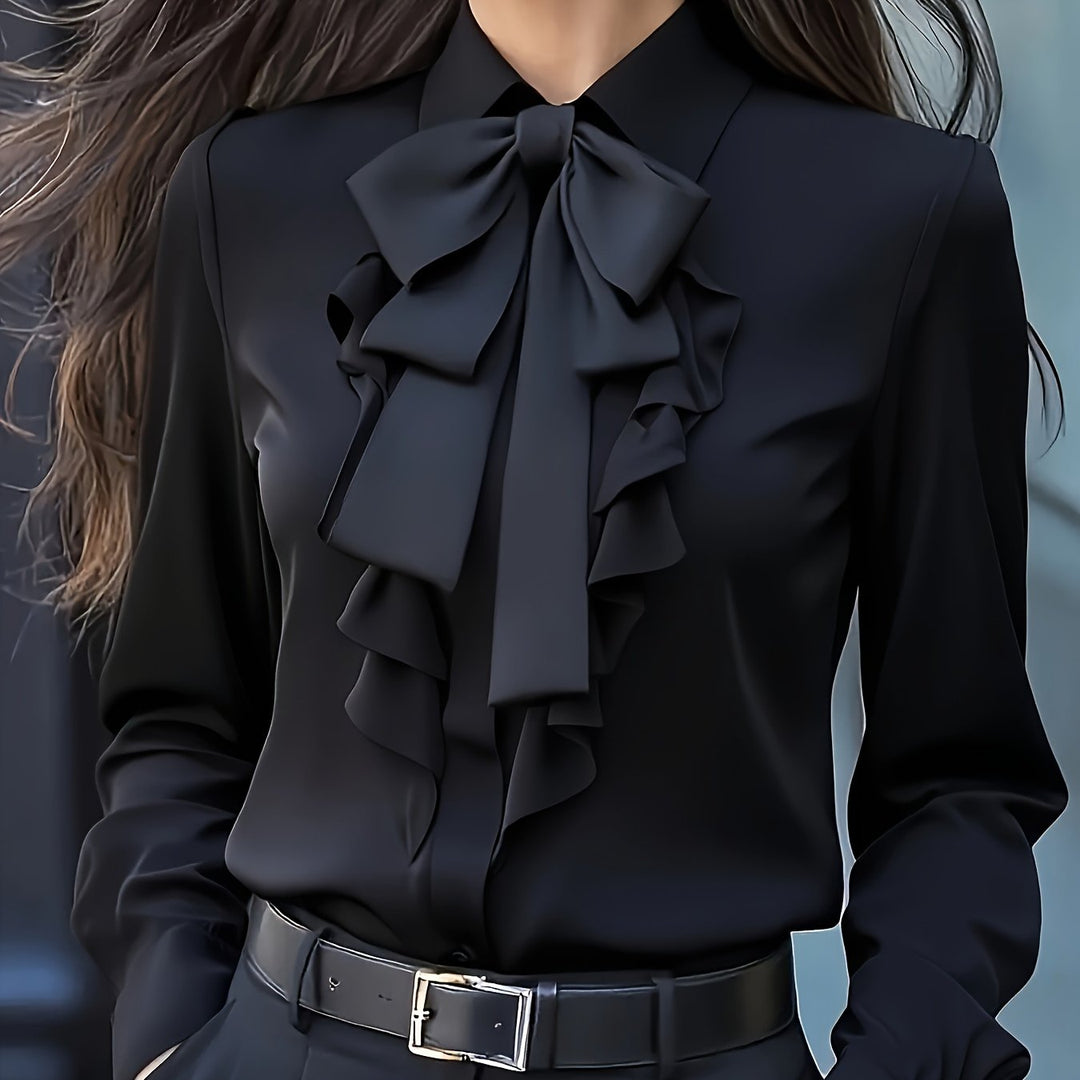 Lange Mouw Blouse Dames | Strikdetail &amp; Verfijnde Look